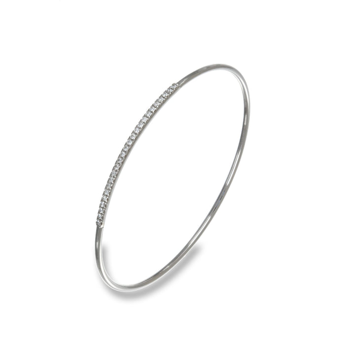 Diamond-Studded White Gold Bangle