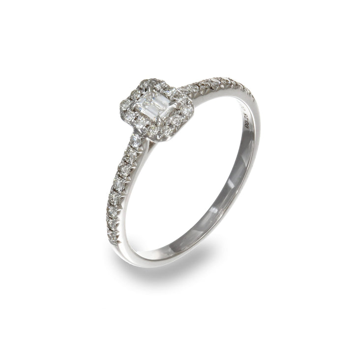 Baguette Diamond Halo Ring (White)