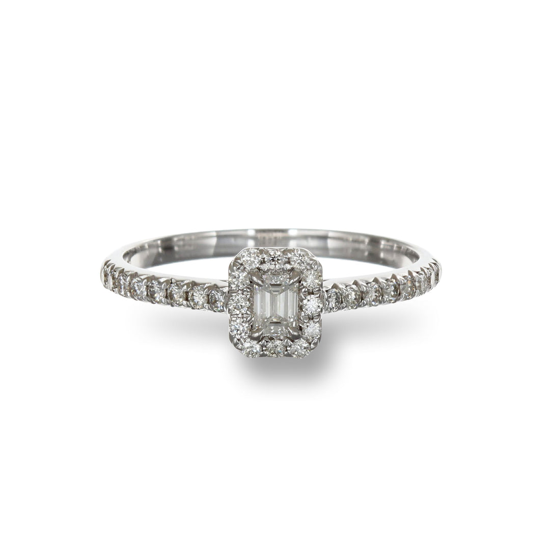 Baguette Diamond Halo Ring (White)