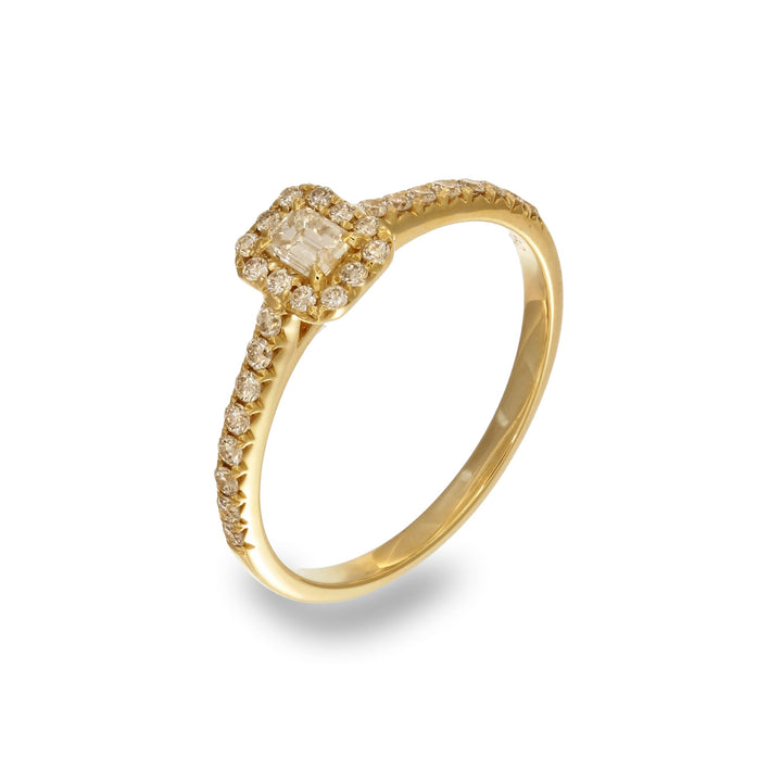 Baguette Diamond Halo Ring (Yellow)