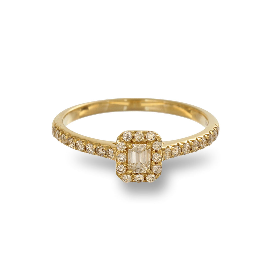 Baguette Diamond Halo Ring (Yellow)