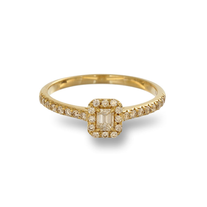 Baguette Diamond Halo Ring (Yellow)