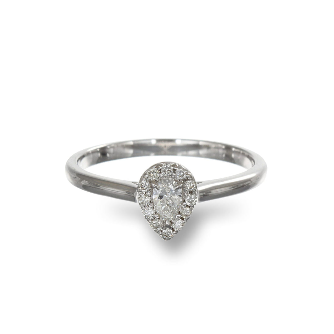 Diamond Drop Halo Ring (White)