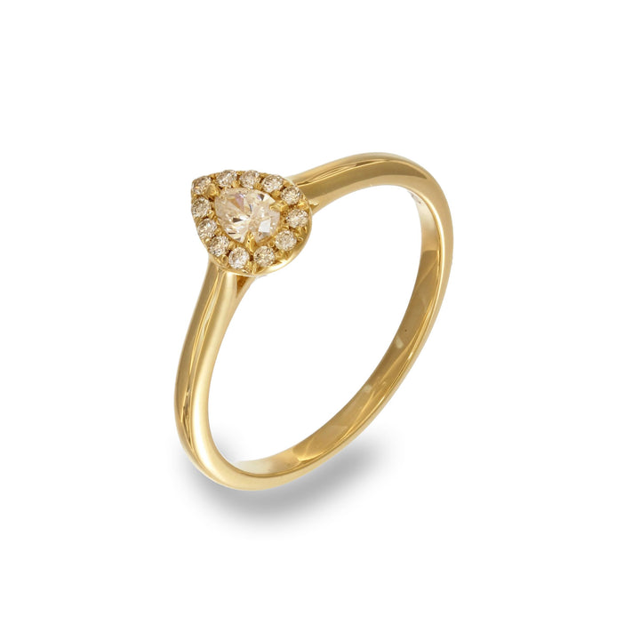 Diamond Drop Halo Ring (Yellow)