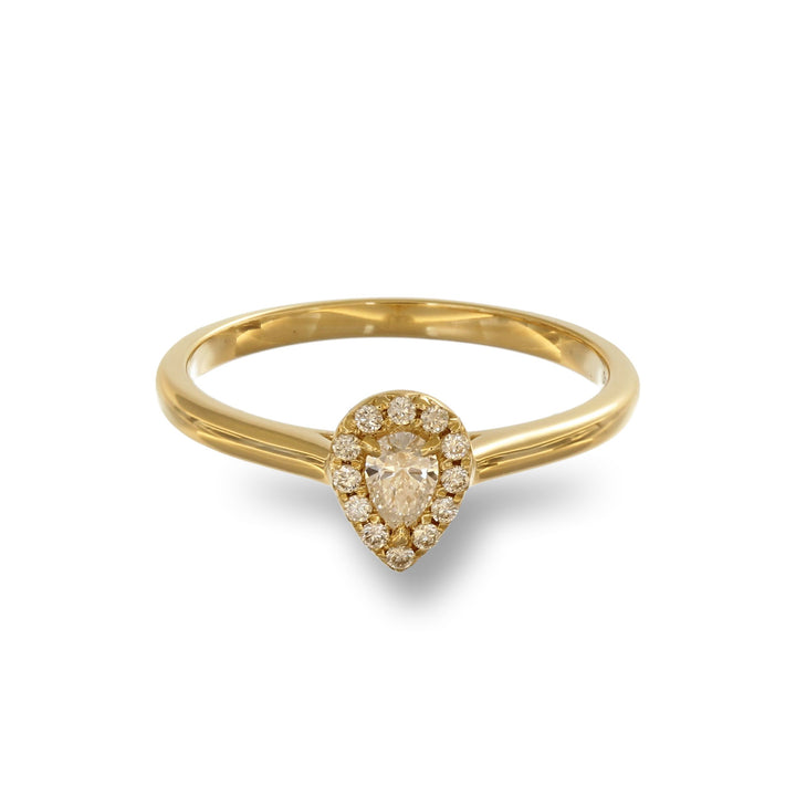 Diamond Drop Halo Ring (Yellow)